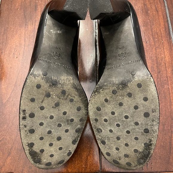 Antonio Melani Leather SZ 9 Black Heels - Picture 2 of 4